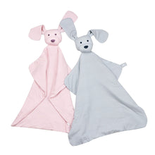 Dusty Blue Mini-Stripe Dog Lovey + Paci clip holder