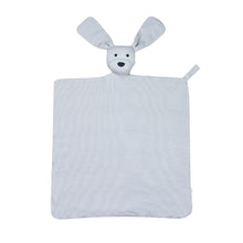 Dusty Blue Mini-Stripe Dog Lovey + Paci clip holder