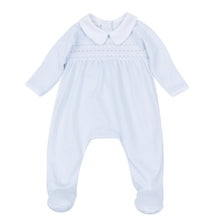 Benjamin Smocked Footie Light Blue