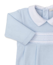 CLB Punto Ingles Blue Hand Smocked Collar Footie