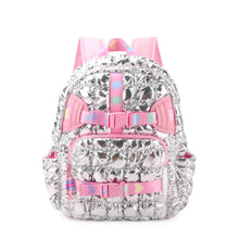 Quilted Scrunchies Metallic Silver Large Backpack