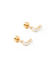 Screwback Stud Earrings - Abigail Pearl Gold