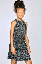 LEOPARD PRINT DRESS WITH SMOCKED YOKE