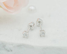 Sterling Silver Clear CZ Stud Earrings for Baby and Children
