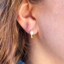 White Heart Huggie Earrings