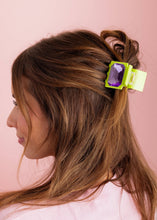 Claw Hair Clip - Small - Green w/ Purple Emerald Gemstones