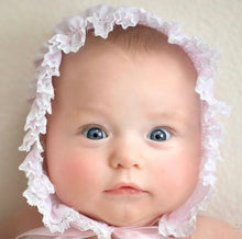 Girls Smocked Lace Bonnet, Pink