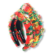 Child Velvet Plaid Headband with Crystals & Beads